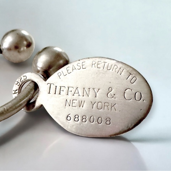 Tiffany & Co. Vintage 925 Sterling Silver Return To Tiffany Oval Tag Keyring - Picture 5 of 6